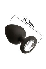 Анальна пробка з кристалом MAI Attraction Toys №48 Black, довжина 8,2см, діаметр 3,5 см