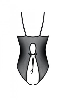 Боди Passion Ursula Body black L/XL, с ажурным декором и открытым шагом