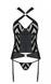 Сетчатый комплект с узором: корсет с халтером, подвязки, трусики Hima Corset black L/XL - Passion