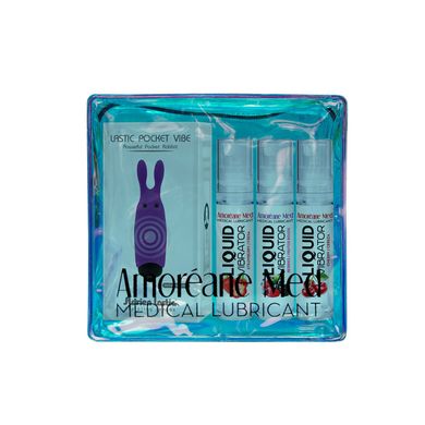 Набір з 3-х смаків стимулюючого лубриканта Amoreane Med (3х10мл) і вібропулі Adrien Lastic Purple