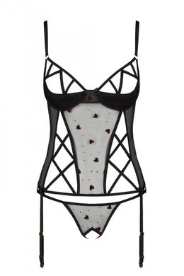 Корсет з підв'язками + стрінги LOVELIA CORSET black L/XL - Passion