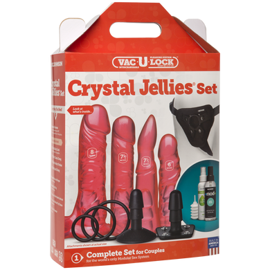 Набір для страпону Doc Johnson Vac-U-Lock Crystal Jellies Set, діаметр 3,8см, 2х4,5см, 5,1 см