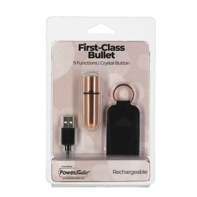 Віброкуля PowerBullet - First-Class Bullet 2.5" with Key Chain Pouch, Rose Gold, Рожеве золото