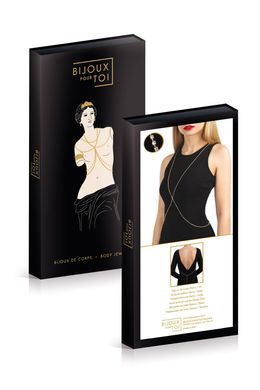 Золотистая цепочка для бюста Bijoux Pour Toi – Elena Gold со стразами, Золотистий