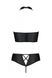 Комплект з еко-шкіри Nancy Bikini black S/M - Passion, бра та трусики з імітацією шнурівки
