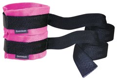 Наручники Sportsheets Kinky Pinky Cuffs тканевые, с лентами для фиксации, Рожевий/чорний